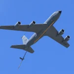C-135 aircraft flies